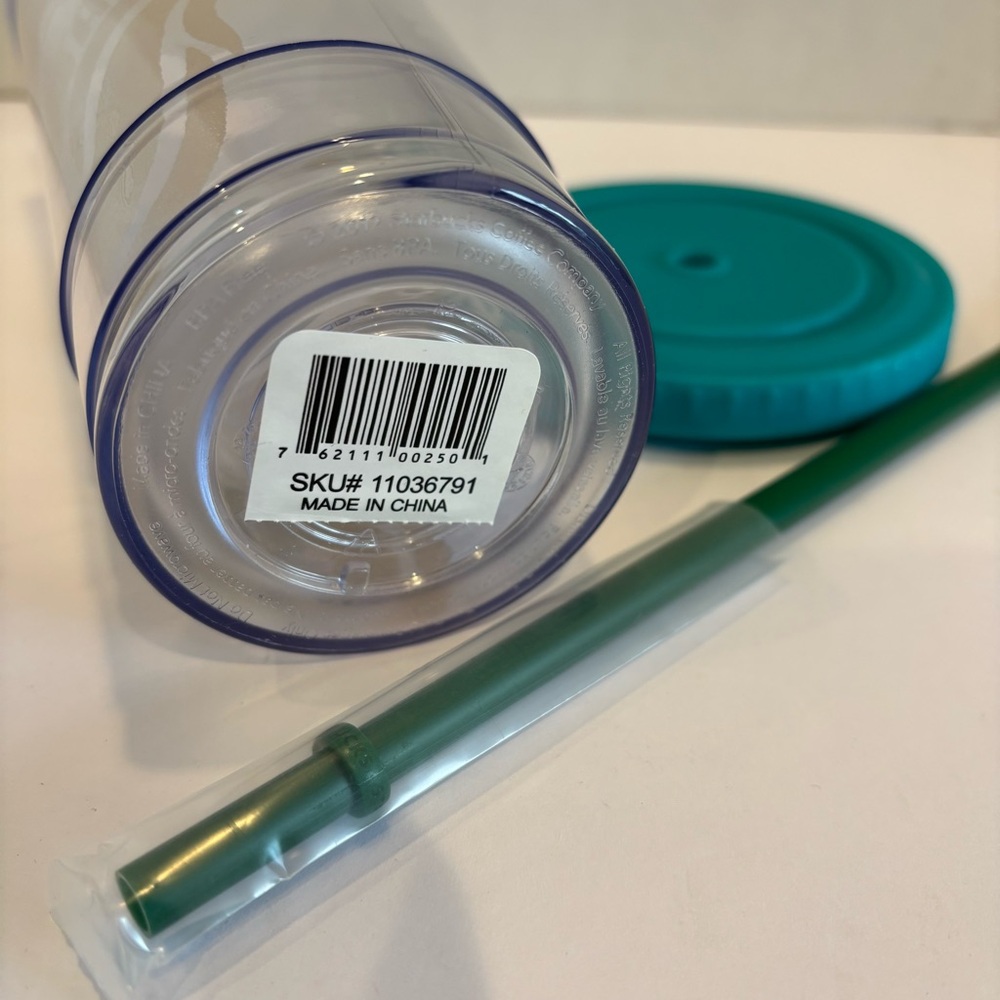 Starbucks Hawaii Exclusive Clear and Teal Tumbler with Straw - Picture 7 of 8